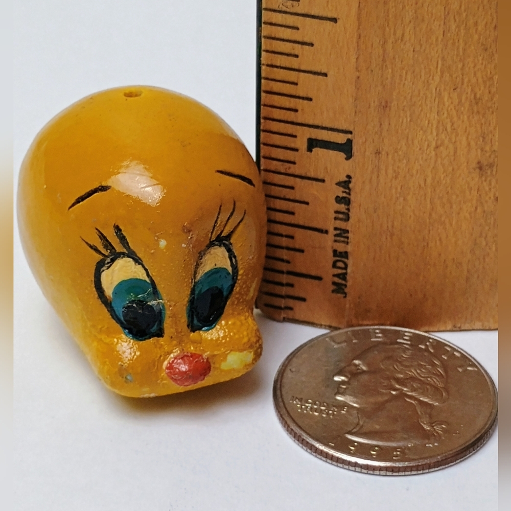 Vintage Tweety Bird Head Beads - Yellow Cartoon Charms (Set of 3) - Picture 8 of 9